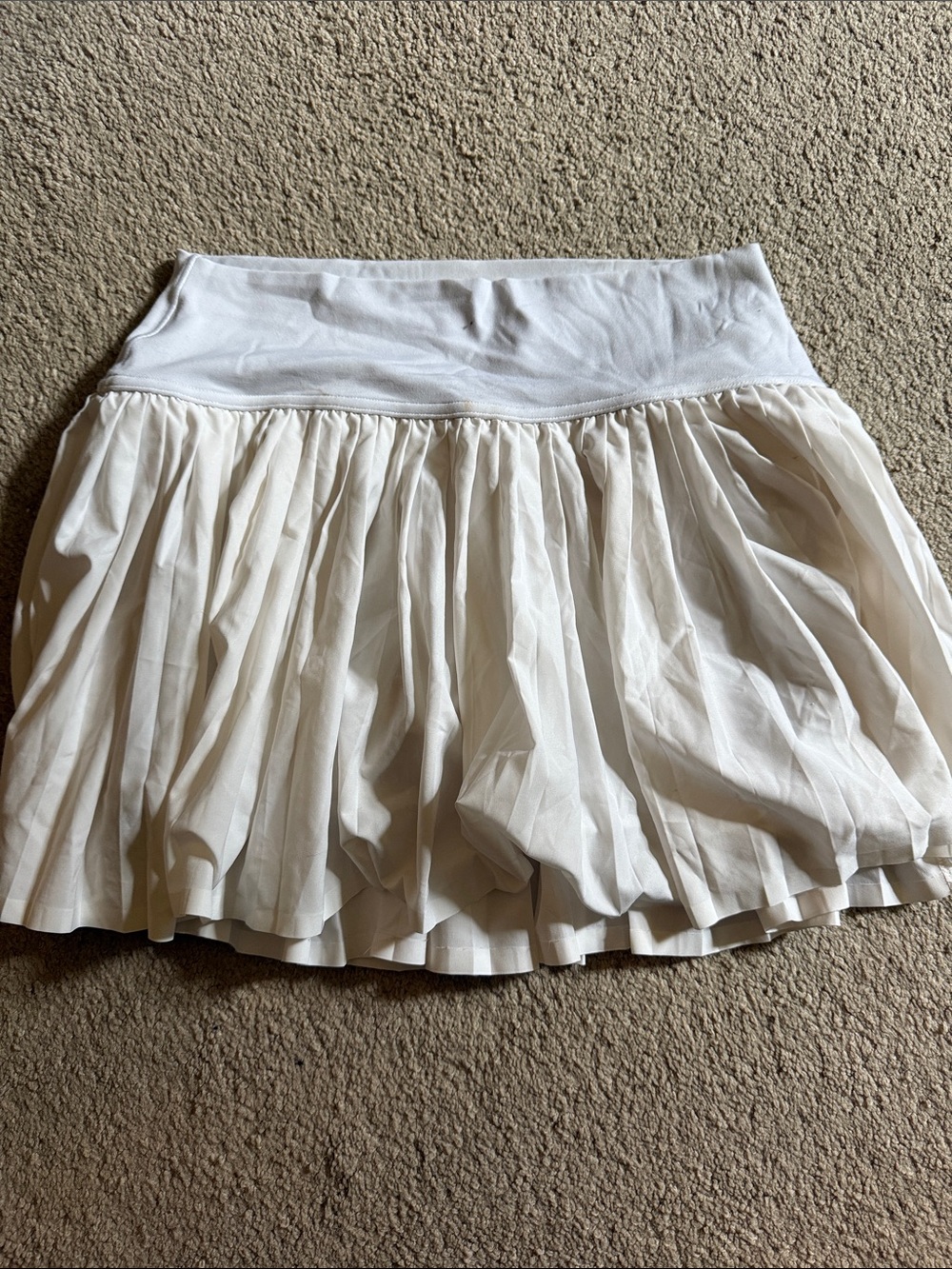 aerie White Pleated Skater Mini Skirt